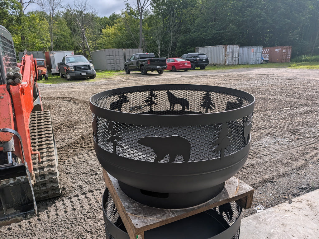 Low Profile Carved Fire Pit - Wildlife 1B