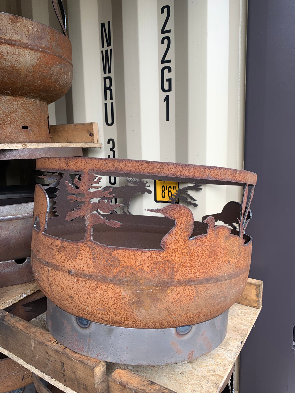 Standard Size Carved Fire Pit - Wildlife 2B