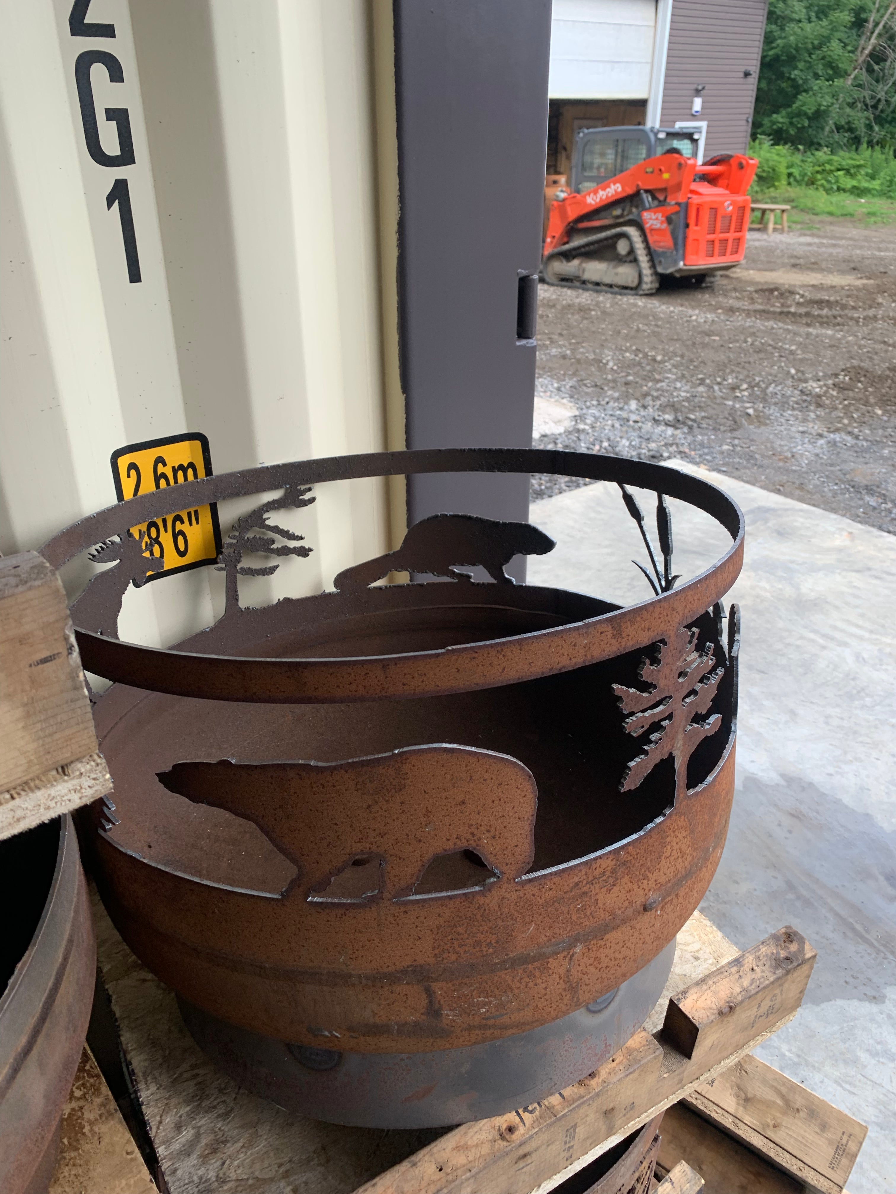 Standard Size Carved Fire Pit - Wildlife 2B