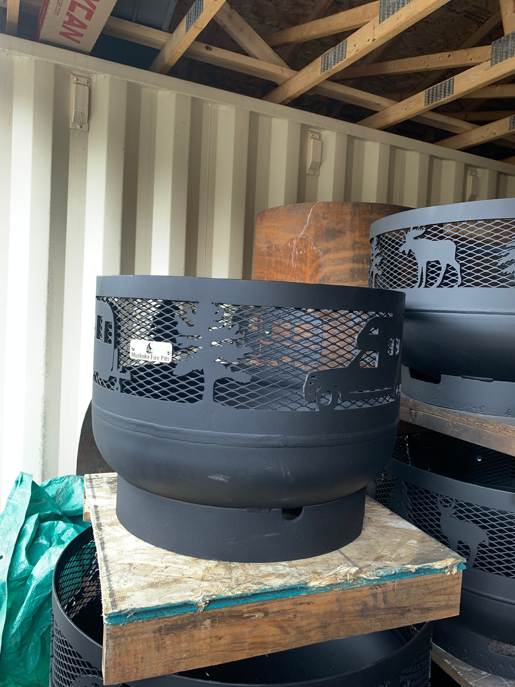 Standard Size Carved Fire Pit- The Happy Camper