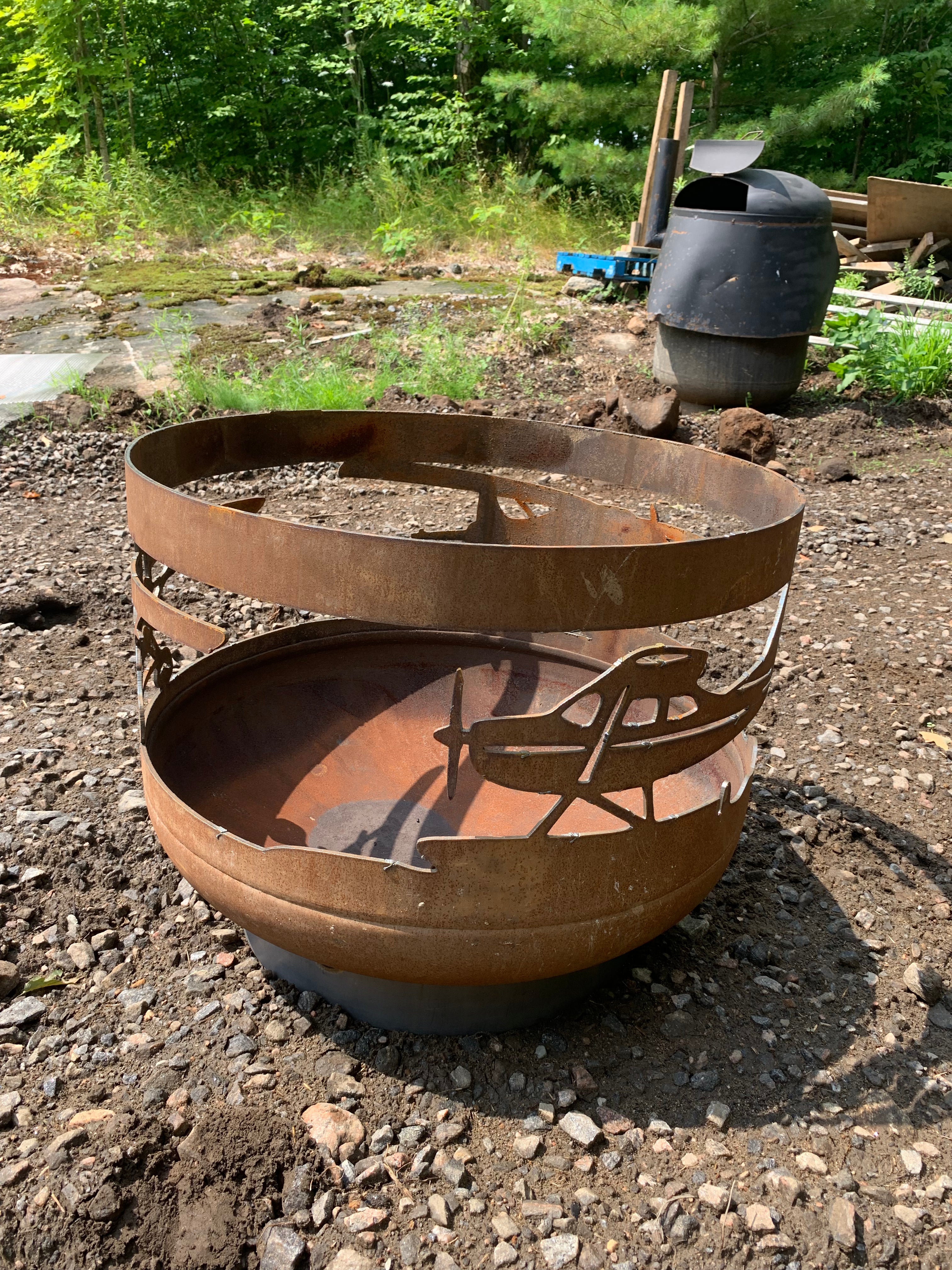 Standard Size Carved Fire Pit - Aviation Floatplane