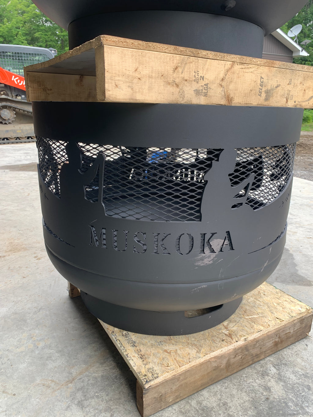 Standard Size Carved Fire Pit - Canoe