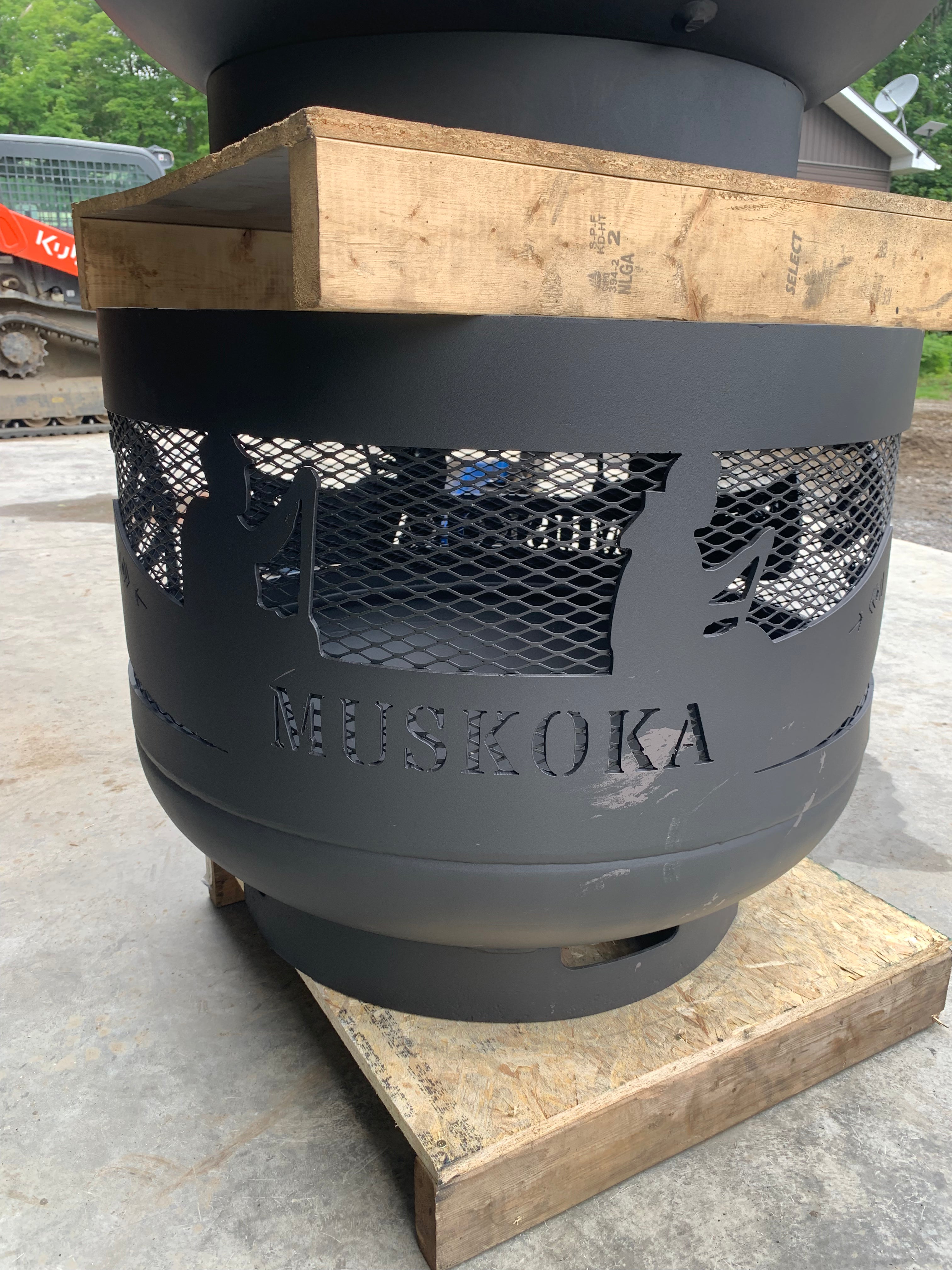 Standard Size Carved Fire Pit - Canoe
