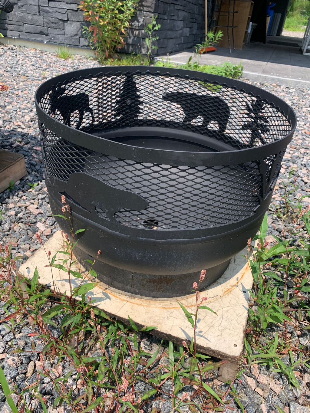 Standard Size Carved Fire Pit - Wildlife 2B