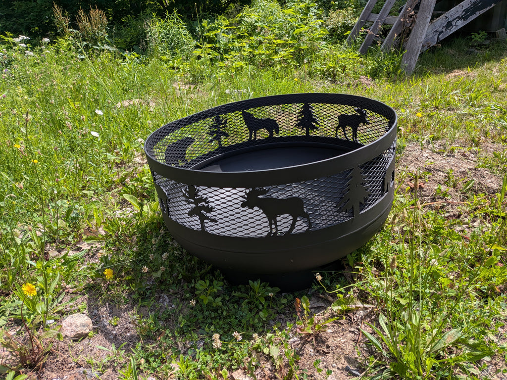 Low Profile Carved Fire Pit - Wild Life