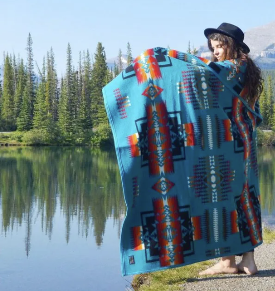 Pendleton Chief Joseph Blanket in Turquoise by Muskoka Fire Pits. Family Owned and Operated