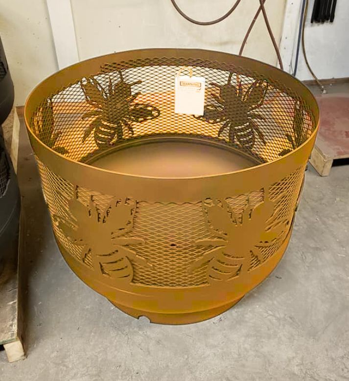 Standard Size Carved Fire Pit - Honey Bees - Muskoka Fire Pits