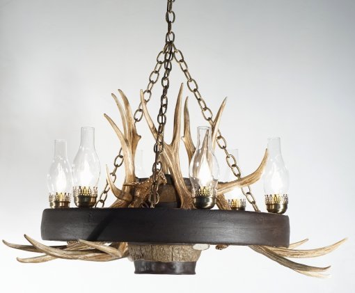 Wagon Wheel Mule Deer Antler Chandelier - Muskoka Fire Pits